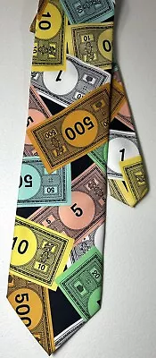 Monopoly Money Mens Tie Ralph Marlin Vintage 1996 Fun Colorful Necktie • $16.99