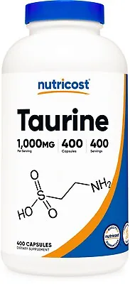 Nutricost Taurine 1000mg 400 Capsules - Gluten Free & Non-GMO • $19.98