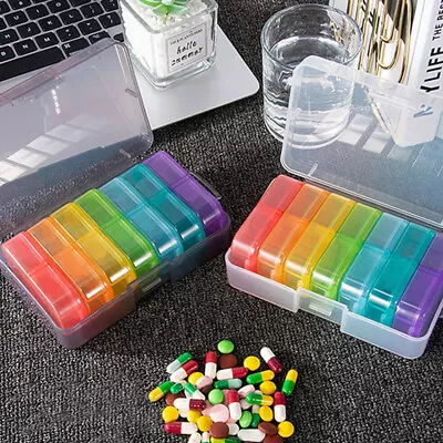 7 Day Weekly Pill Box Medicine Tablet Organizer Dispenser Container Case Rainbow • $15.05