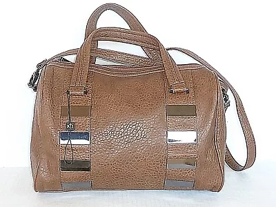 RJ Women Brown Faux Leather Zipper Closure Satchel Handbag Purse • $19.98