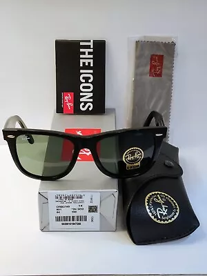 Ray-Ban Wayfarer RB 2140 901 54mm Black With Classic Green G15 Lenses • $111.40