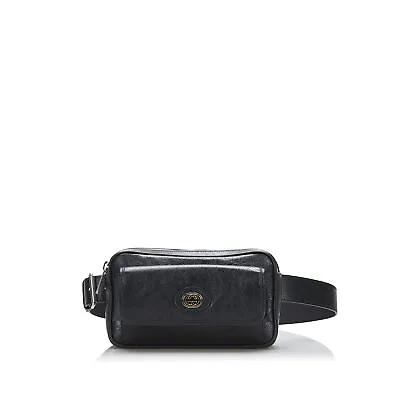 Authenticated Gucci Interlocking G Morpheus Black Calf Leather Belt Bag • $427.50