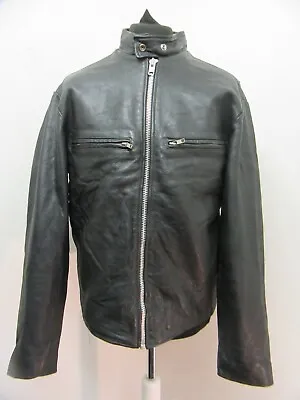 Vintage Leather Cafe Racer Motorcycle Jacket Size M • $98.36