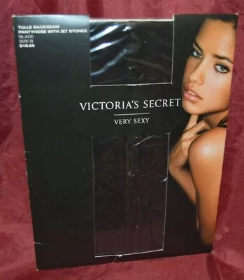 Victoria Secret Tulle Fine Mesh Pantyhose W/ Black Stones Backseam H21 • $18.88