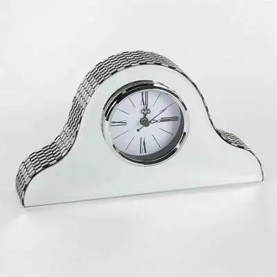 Glass Mirror Napoleon Mantel Clock Silver Roman Numerals Traditional Quality • £22.95