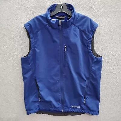 Marmot Men Vest XL Blue Approach Softshell Fleece Full Zip Logo Embroidered READ • $21.49