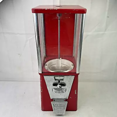 Vintage 25 Cent Gumball Machine OAK Mfg Vista Hopper Red Steel Plexiglass WORKS • $45