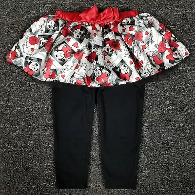 Minnie Mouse Tutu Leggings Girls 3T Roses & Hearts Allover Print Toddler Pull On • $5.99