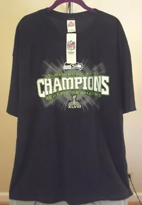 Seattle Seahawks NFL Vintage Blue Super Bowl XLVIII Champions 2XL T-Shirt • $26.99