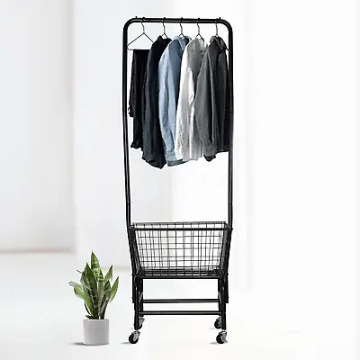 $99.99 • Buy Laundry Cart With Hanging Rack, Laundry Basket With Wheels And Hanging Bar, Laun