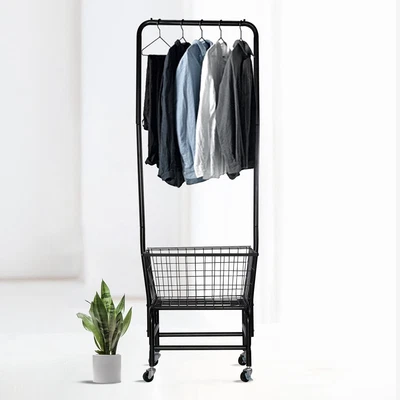 $99.99 • Buy Laundry Cart With Hanging Rack, Laundry Basket With Wheels And Hanging Bar, Laun