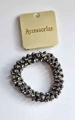 Accessorize Black Tone Gunmetal Crystal Bracelet.~sw20 • £7.99