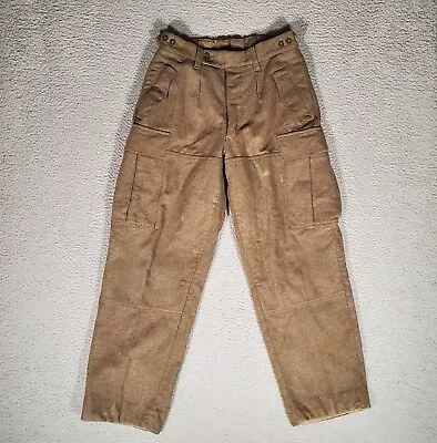 Vintage German Military Cargo Pants 30x30 Mens Wool Green GD Bucking Alsfeld 70s • $39.99