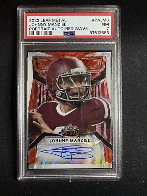 2023 Leaf Metal Football Johnny Manziel 1/3 Portrait Auto Red Wave PSA 7 • $7.50