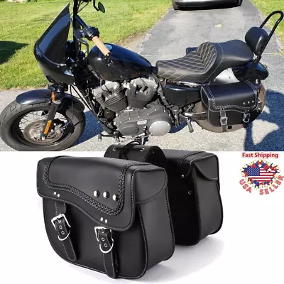 Motorcycle PU Side Saddle Bags For Yamaha Virago XV 250 500 535 700 750 920 1100 • $112.31