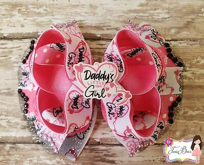 Daddy's Little Girl Twisted Boutique Hair Bow Girls Clip • $8