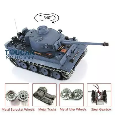 US Stock Henglong 1/16 7.0 Upgraded German Tiger I RTR RC Tank 3818 Metal Tracks • $154.61