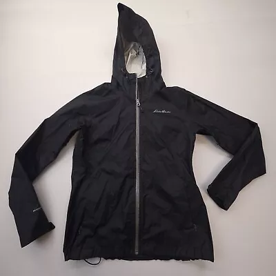 Eddie Bauer Weather Edge Rain Jacket Womens Small Black Taped Seams Shell Light • $23.99