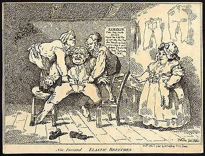 £349.50 • Buy Antique Master Print-SATIRE-ELASTIC BREECHES-RAMSKIN-Rowlandson-Nixon-1784