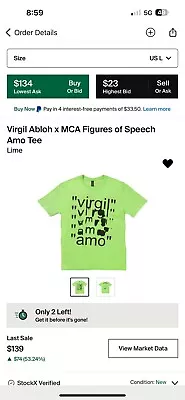 Virgil Abloh X MCA Figures Of Speech Neon Green T-shirt Men's Size Large • $45