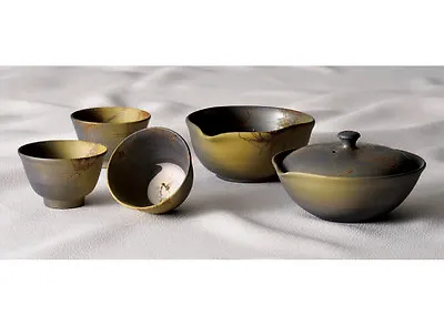 Tokoname Hohin Set - HAKUZAN - 1pot (90cc) & 1yuzamashi & 3chawan - Japanese Pot • $325.20