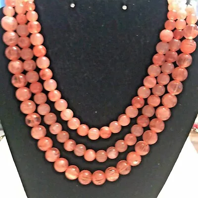 $38.45 • Buy  Soft Pink Gemstone Beads Triple Strand Necklace K716