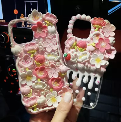 Decoden Phone Case DIY Kit Sakura Flowers Cream Charms Blossom Flowers Phone Kit • $19.99