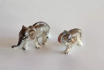 Vintage Bone China 2 Piece Elephant Family Miniature Figurines Trunk Up • $12.89