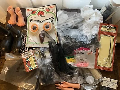 Vintage Doll Crafting Lot Eyelashes Eyeglasses Shoes Feet Cat Whiskers Owl Eyes • $12.99