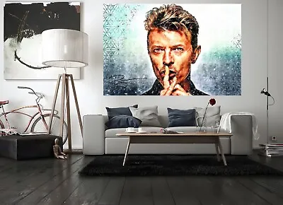 DAVID BOWIE  Shhh  COLOURFUL CANVAS FRAMED PRINTS HOME OFFICE DECOR POP WALL ART • £59