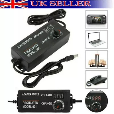 Electrical Power Supply Adapter Charger Variable Volt Adjustable 3V-24V AC/DC • £9.59