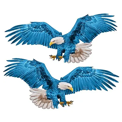 2 Pack Blue Soaring BALD EAGLE USA DECAL STICKER TRUCK VEHICLE WINDOW Realistic • $35.92