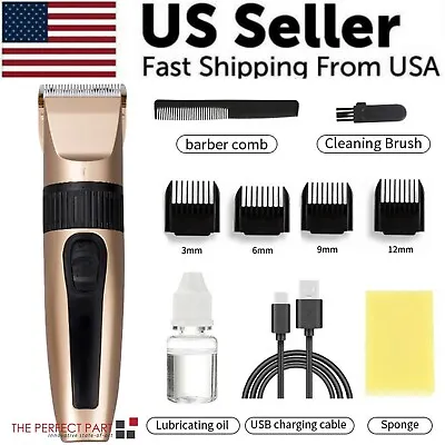 Professional Hair Clippers Trimmer Mens Barber Hair Cutting Kit Machine Cordless • $12.89