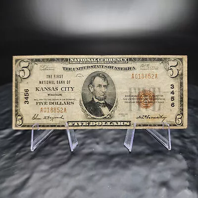 $5 1929 First National Bank Kansas City MO Currency Note Ch 3456 • $195