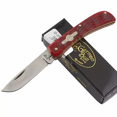 German Bull Dirt Buster Folding Pocket Knife Red Pick Bone Handle • $29.95