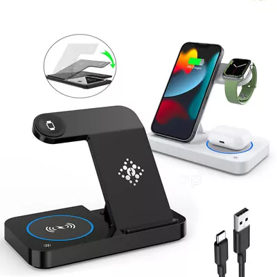 3 IN 1 15W Wireless Charger Dock Fast Charging For IPhone Apple WatchAirPods • $10.59