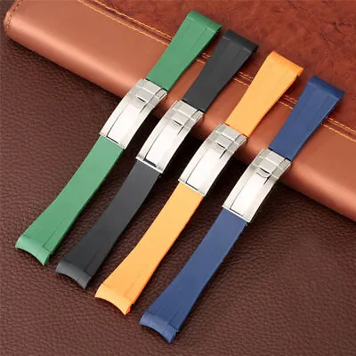 £17.39 • Buy 20mm 21mm Soft Silicone Rubber Watch Strap Band For Most Rolex High Quality