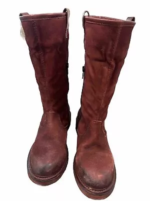 Vintage Foundry Co Trina Red Leather Sherpa Lined Booties Size 6 • $29.99