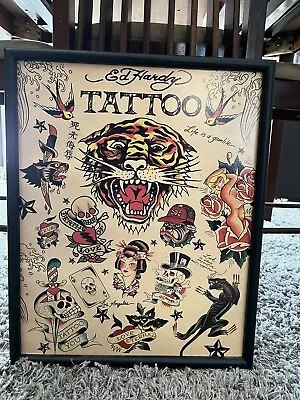 Collectible Wooden Framed Ed Hardy Tattoo Artwork Pyramid Poster Approx 17x21.50 • $54.50