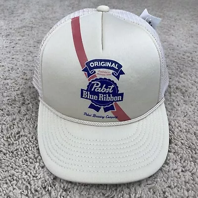 Pabst Blue Ribbon RSQ Hat Brew City Beige Adjustable Snapback Trucker Cap NWT • $18.67