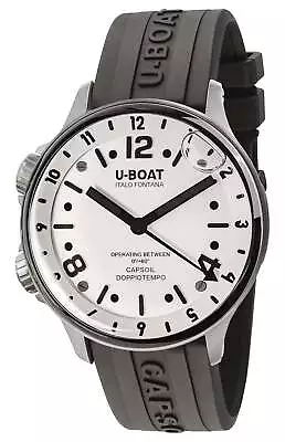 U-Boat Capsoil Doppiotempo Steel White Dial Black Rubber Strap Mens Watch 8888 • $1429