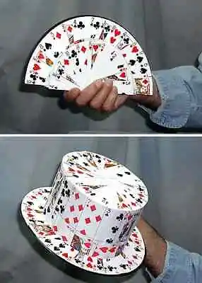 Folding CARD FAN To Card Top Hat Spring Magic Tricks Magician Stage Illusions • $45