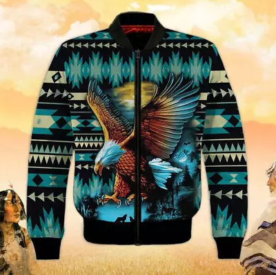 Native American Eagle Navajo Indian Seamless Tribal 3D Bomber Jacket S-5XL • $45.59