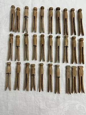 Vintage Wooden Clothespins Lot Of 20 Weathered Wood • $9.98