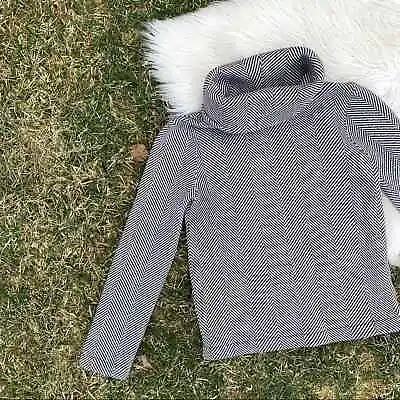 J. Crew Factory Black White Herringbone Cowlneck Sweater XS • $28