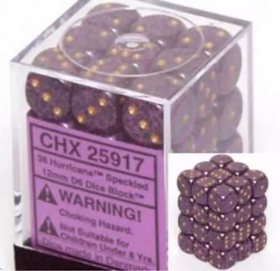 Chessex Dice D6 Sets Hurricane Speckled 36 12mm Six Sided Die CHX 25917 • $8.98