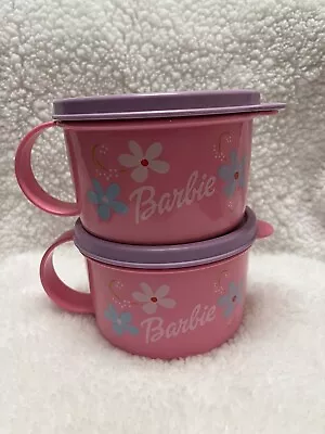 Two(2) Vintage Barbie Tupperware Crystalwave Soup Mug Hot/Cold Ice Pink • $24.99