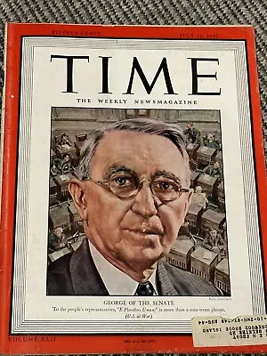 Vintage Time Magazine July 19 1943 - George Of The Senate Cover  M14 • $8.90