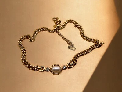 Christian Dior Vintage Pearl And Crystal Choker Necklace • £20