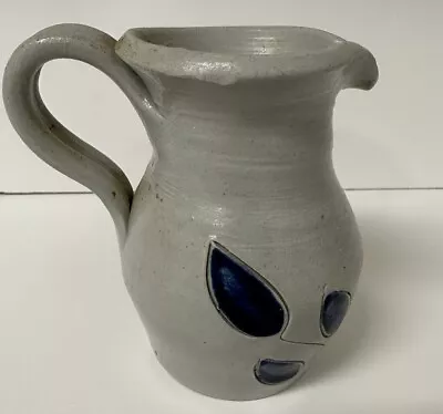 Sm. Pitcher Salt Glaze Art Pottery Cobalt Blue Williamsburg Pottery 5  • $12.95